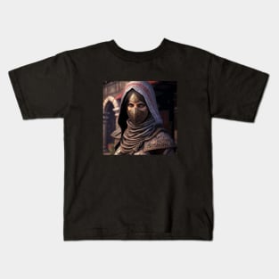 Female Assassin Intense Stare Kids T-Shirt